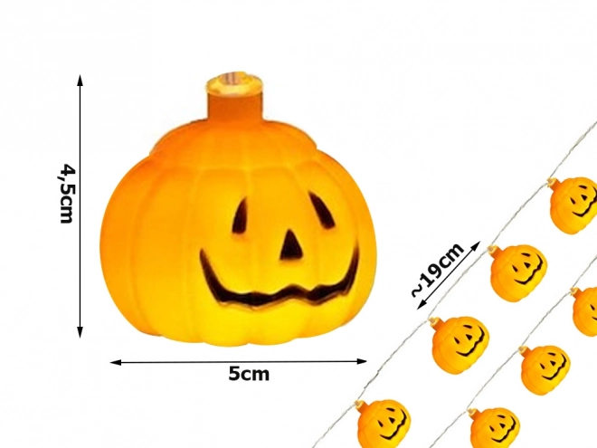 Dýňová světla 10 vedla závěsná halloween 200cm světelná dekorace dýňová dekorace