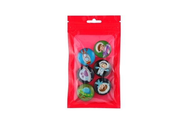 Magnety vesmír 6ks plast 3 barvy v sáčku 9x16cm