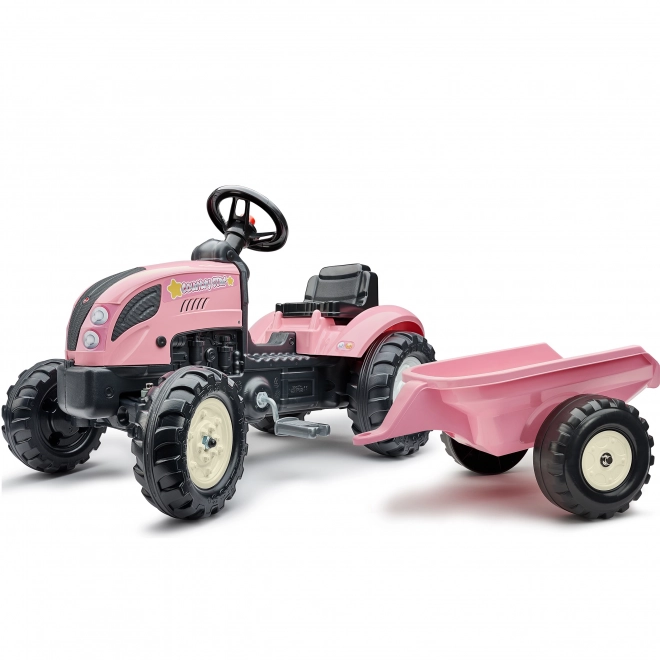 Traktor šlapací County Star s valníkem růžový