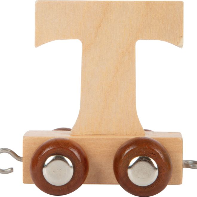 Dřevěný vláček vláčkodráhy abeceda písmeno T