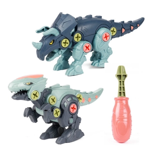 Dinosaurus šroubovací 2ks plast 18cm se šroubovákem 2 barvy v sáčku