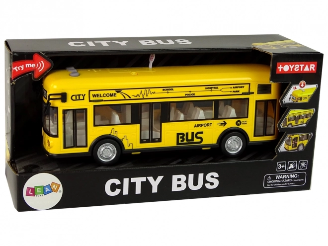 Žlutý městský autobus s třecím pohonem 1:18