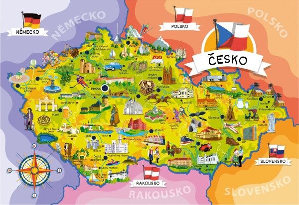 Kvízové puzzle - mapa České republiky 120 ks