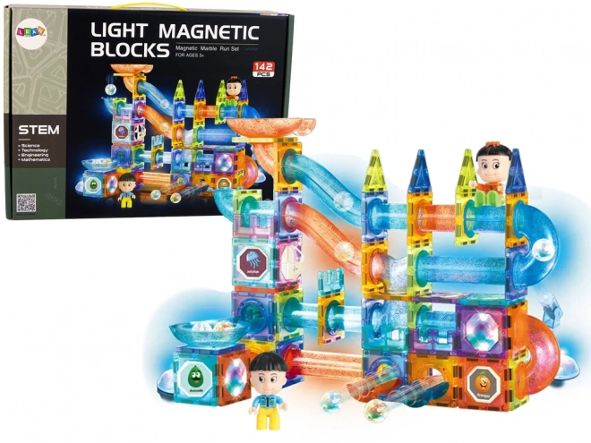 Svítící skluzavka pro míčky Magnetické cihly 142 prvků