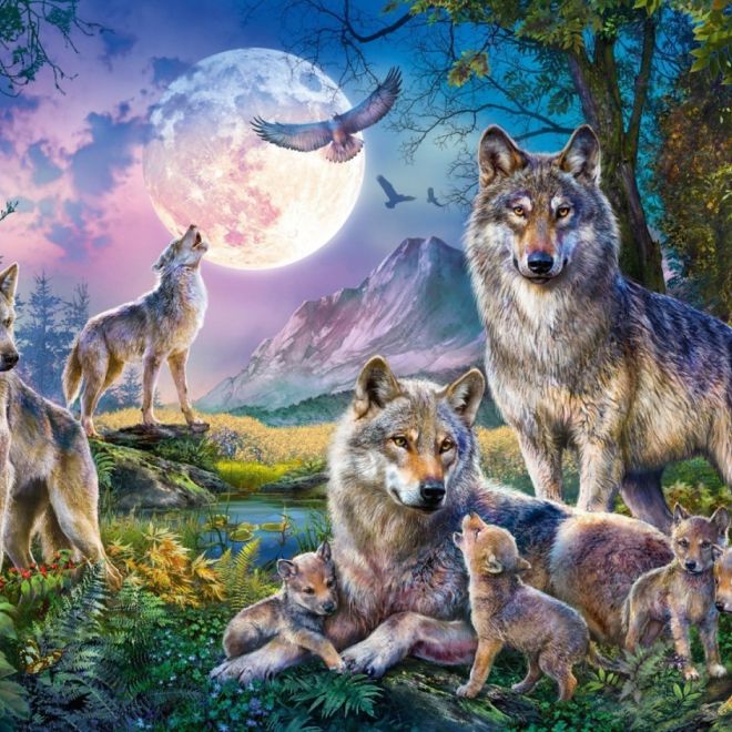 Puzzle 1500 prvků Rodina vlků