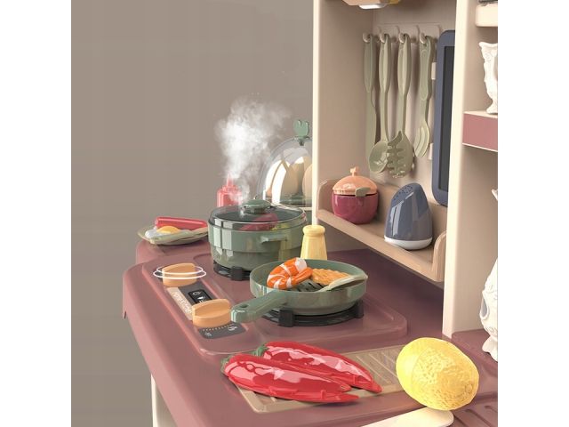 Dětská kuchyňka s tekoucí vodou a realistickými efekty 2 – Růžovo-béžová