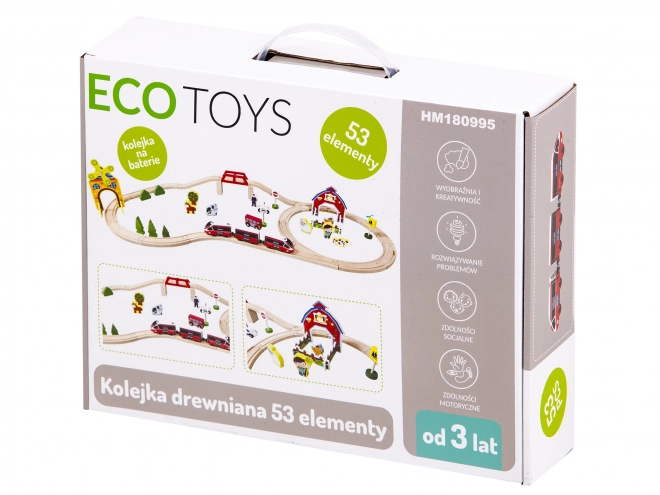 Dřevěná železniční souprava na baterie Ecotoys