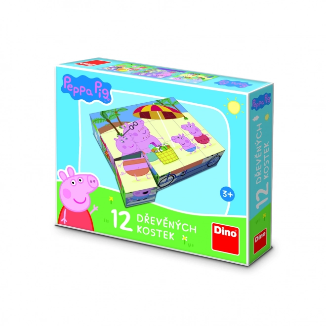 PEPPA PIG 12 Dřevěné licenční kostky