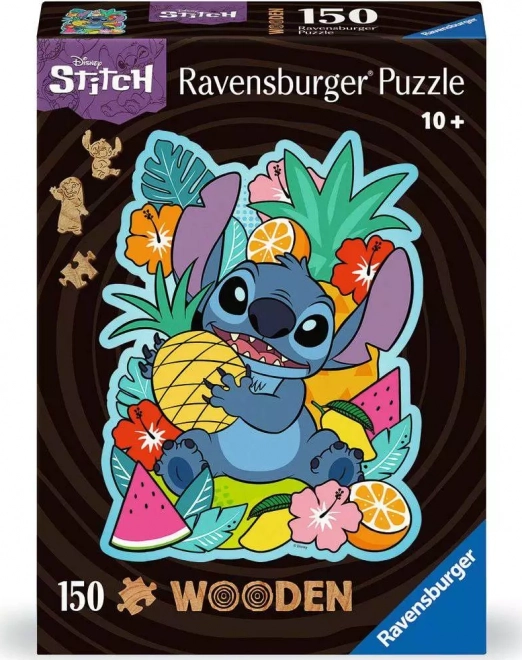 RAVENSBURGER Dřevěné obrysové puzzle Disney: Stitch 150 dílků