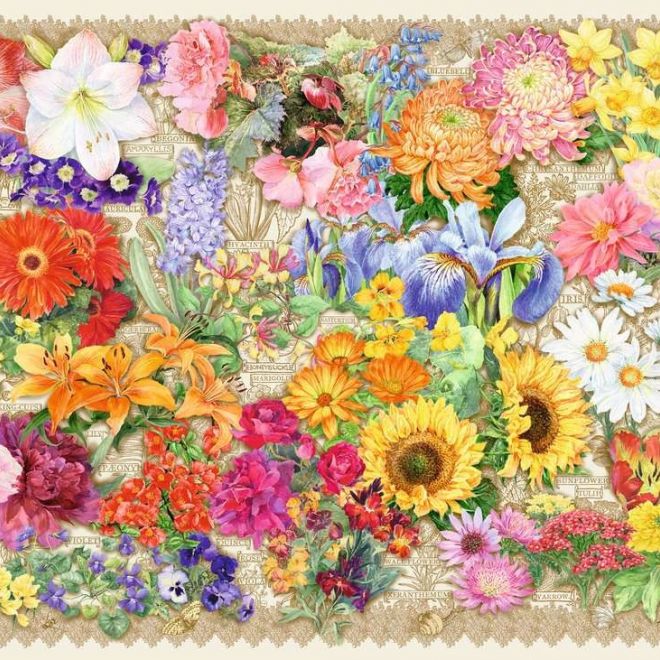 Puzzle 2D 1000 dílků Květiny v květu