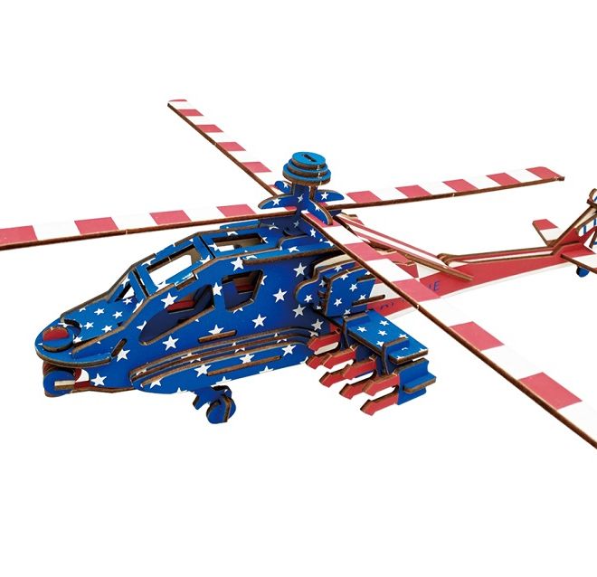 Woodcraft Dřevěné 3D puzzle Americký bojový vrtulních Apache