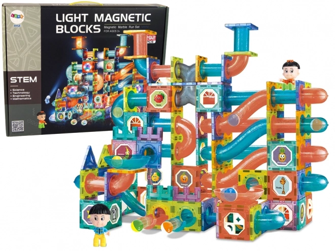 Svítící skluzavka pro kuličky Magnetické bloky 292 prvků