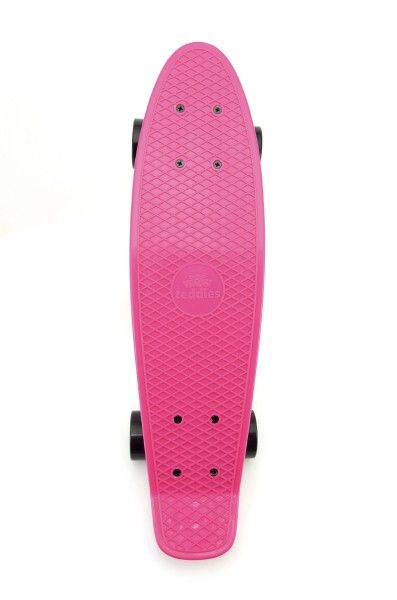 Skateboard - pennyboard 60cm nosnost 90kg, kovové osy – Růžový, černá kola