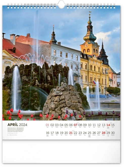 Nástenný kalendár Pamätihodnosti Slovenska 2024, 30 × 34 cm