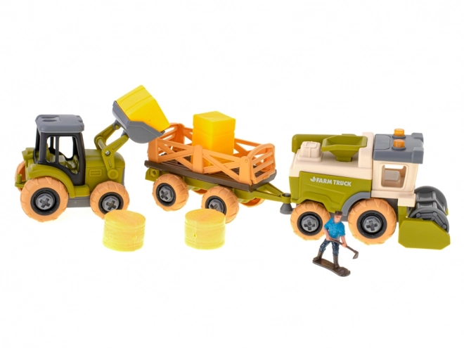 Farmářská sada s traktory a domácími zvířátky