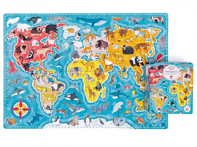 Puzzle 60 dílků Puzzlove - Mapa světa Zvířata