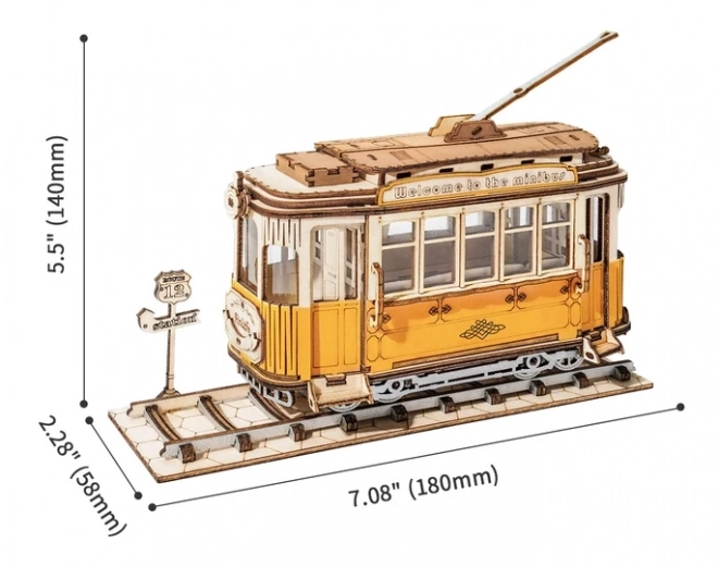 Retro Tramvaj - 3D dřevěná stavebnice