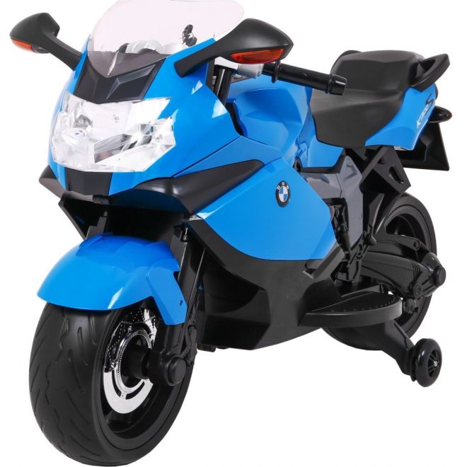 BMW K1300S Dětský motocykl na baterie Modrá + asistenční kolečka + zvuky Světla + pomalý start