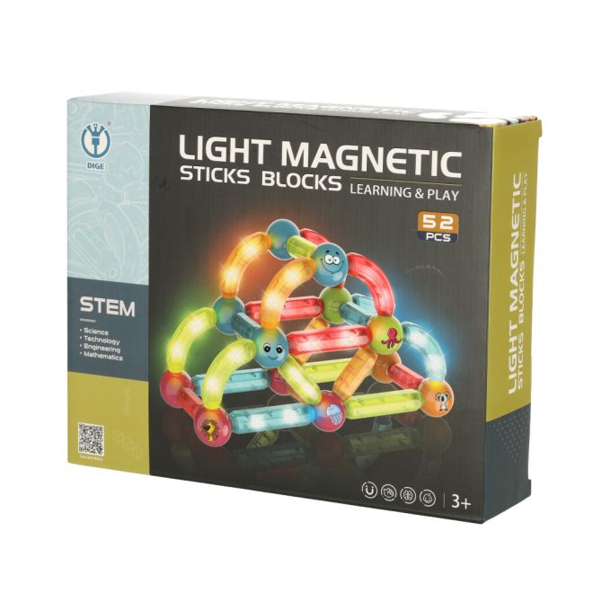Svítící magnetické kostky pro malé děti 52 prvků