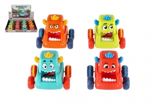 Auto monster plast 9x8cm mačkací jezdící 4 barvy