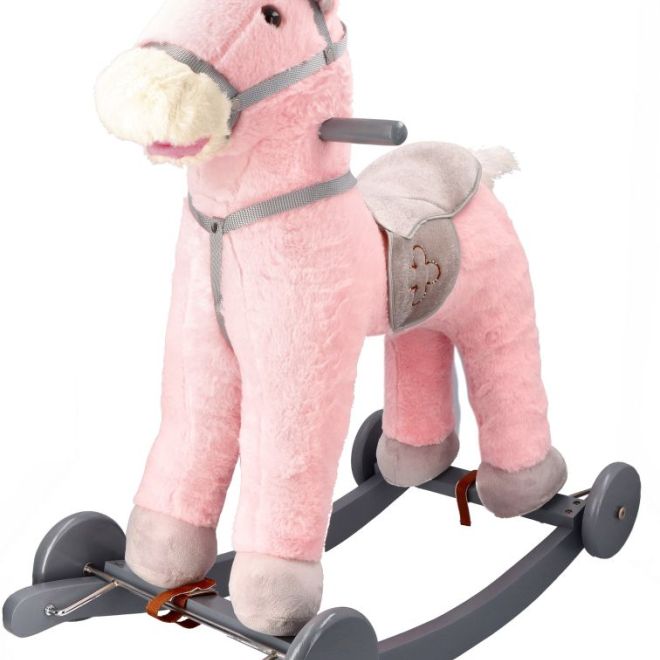 Růžový houpací kůň s kolečky