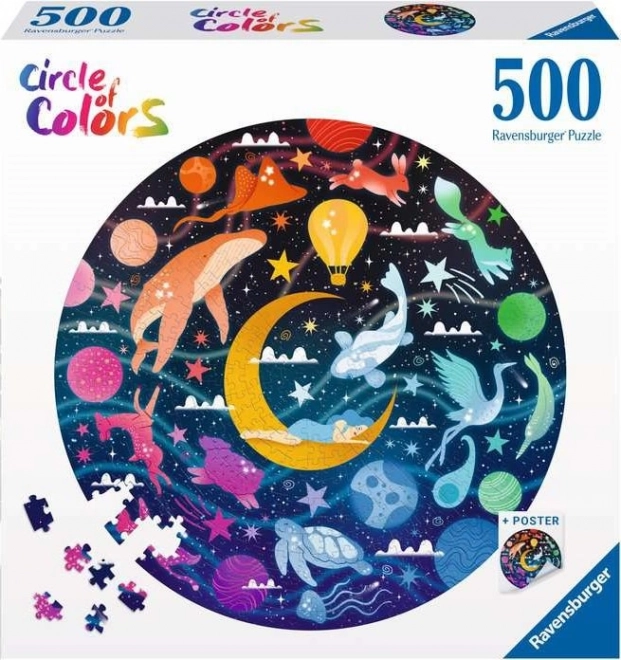 RAVENSBURGER Kulaté puzzle Kruh barev: Sny 500 dílků