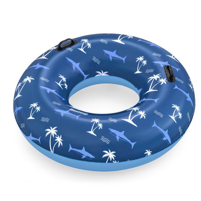 BESTWAY modrý žralok plavecký kruh 119cm vinyl + 2 rukojeti