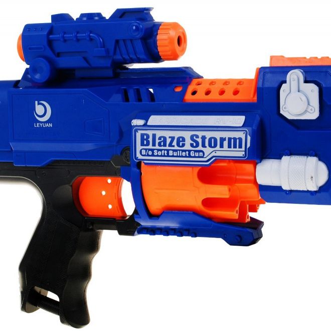 Rychlopalná puška pro děti 8+ Blaze Storm 20 dlouhých pěnových nábojů + terč + baňka