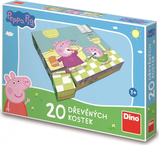 DINO Obrázkové kostky Prasátko Peppa: Veselý den, 20 kostek