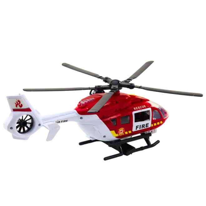 Helikoptéra hasičského sboru s nosítky se světly a zvuky