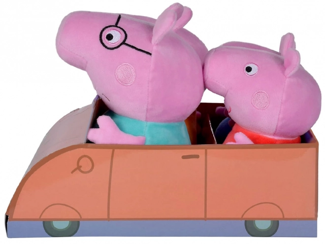 Sada plyšových hraček Peppa Pig - Rodina v autě