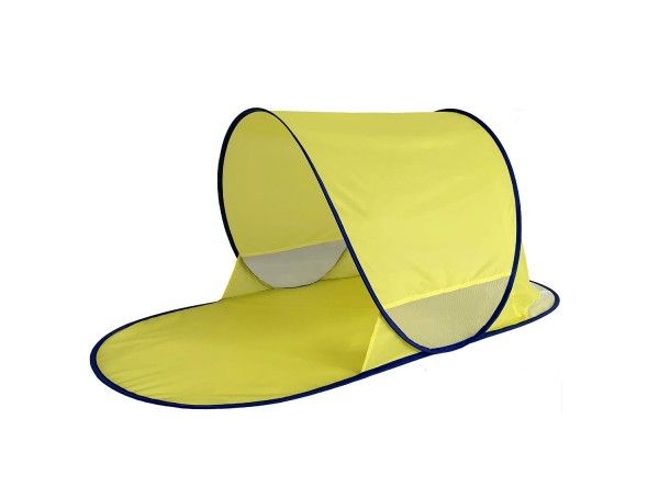 Stan plážový s UV filtrem 140x70x62cm samorozkládací polyester/kov ovál v látkové tašce – Žlutý