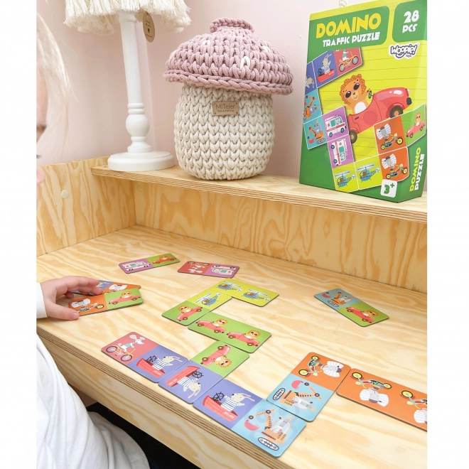 Woopie vzdělávací hra doprava zvířata puzzle domino Montessori