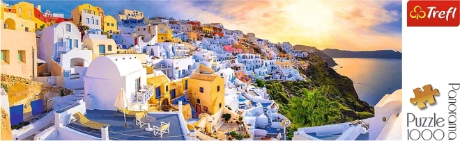 Panoramatická puzzle Santorini západ slunce 1000 dílků