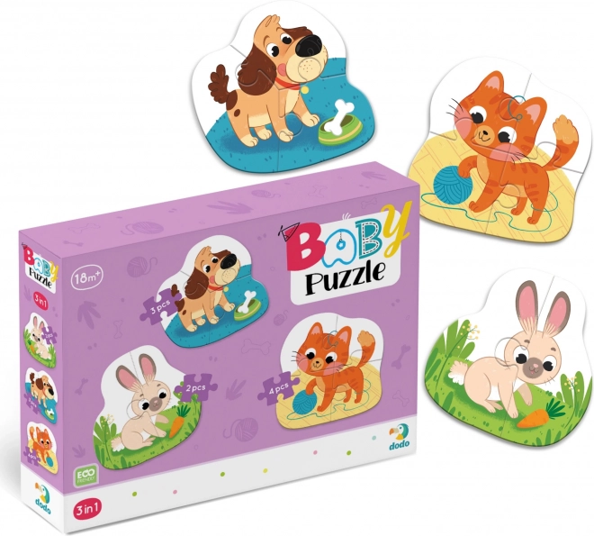 DODO Baby puzzle Domácí mazlíčci 3v1 (2,3,4 dílků)