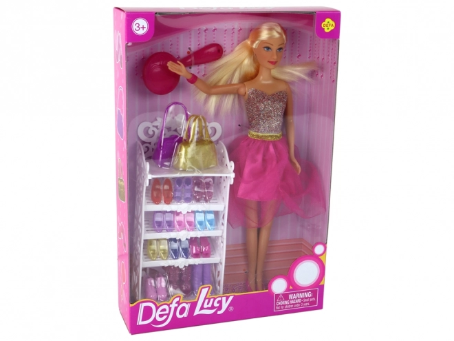 Lucy Doll Dress Set růžové třpytivé boty