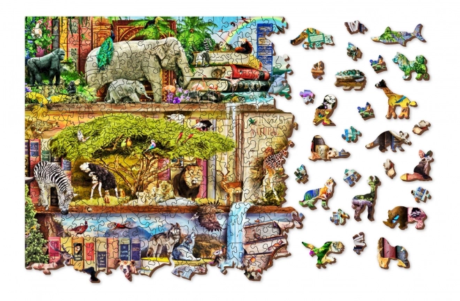 WOODEN CITY Dřevěné puzzle Úžasné království zvířat 2v1, 1010 dílků EKO