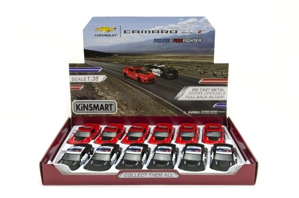 Auto Kinsmart Chevrolet Camaro policie/hasiči 12cm kov/plast