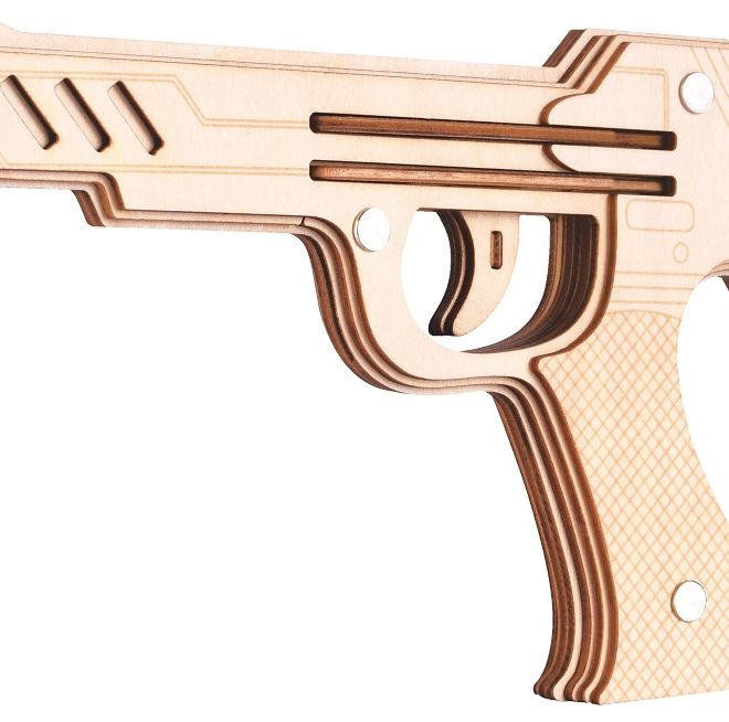 Woodcraft Dřevěné 3D puzzle Zbraň na gumičky