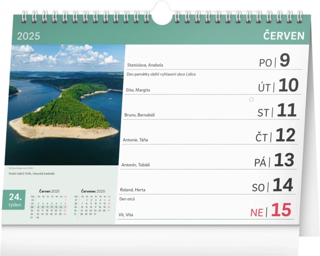 NOTIQUE Stolní kalendář Malebná zákoutí Česka 2025 s extra velkým kalendáriem, 30 x 21 cm