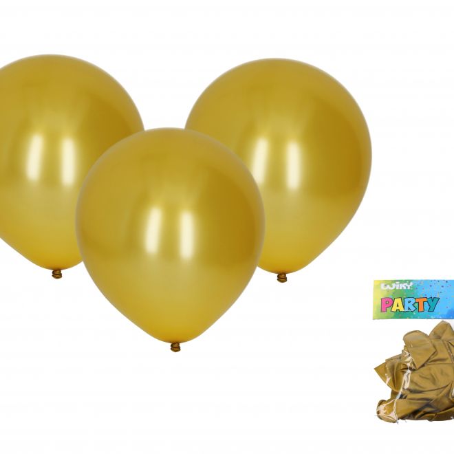 Metalický zlatý balónek nafukovací 30 cm - 10 kusů
