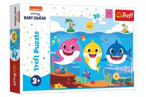 Puzzle Podmořský svět žraloků/Baby Shark 27x20cm 30 dílků v krabičce 21x14x4cm