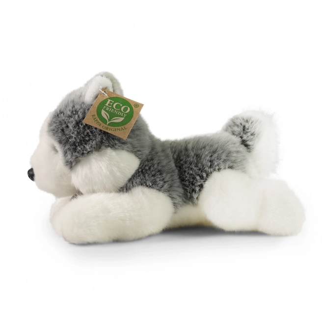 Plyšový pes husky z materiálů šetrných k přírodě
