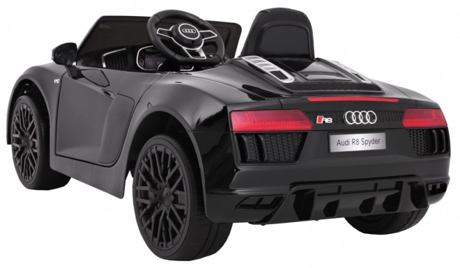 Audi R8 Spyder Baterie černá + Dálkové ovládání + EVA + Pomalý start + Rádio MP3 + LED dioda