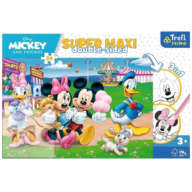 Puzzle 24 dílků SUPER MAXI Mickey v zábavním parku