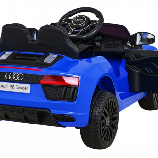 Audi R8 baterie pro děti Modrá + Dálkové ovládání + EVA + Pomalý start + MP3 LED