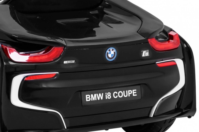 BMW I8 Lift Battery Car Black + dálkové ovládání + pomalý start + 3bodové pásy + MP3 USB + LED dioda