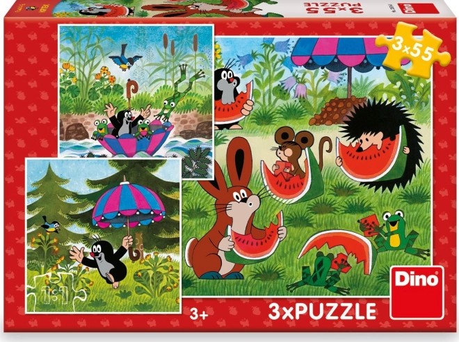 Puzzle Krteček a paraplíčko  - 3 x 55 dílků