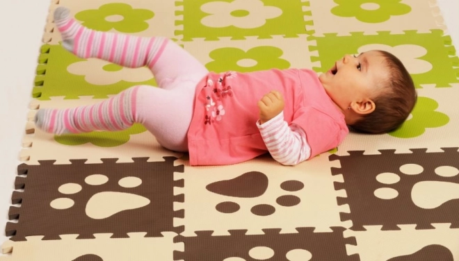 Pěnové BABY puzzle Hnědé tlapky H (29,5x29,5)