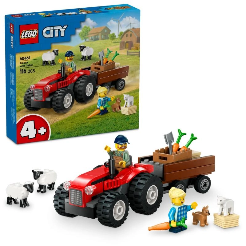 LEGO City Cervený traktor s přívěsem a ovcí